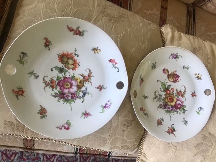 Antique Meissen Hand Painted Plate Set