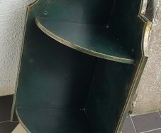 Vintage laquered green & gold trim corner shelf
