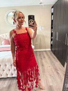 river island red crochet dress