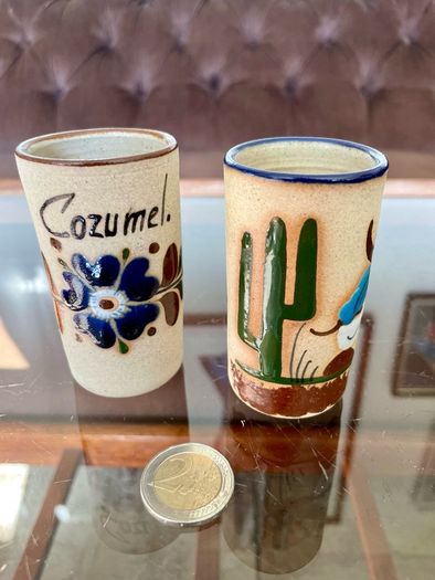 Stoneware Tequila Shot Glasses Tonala Mexico