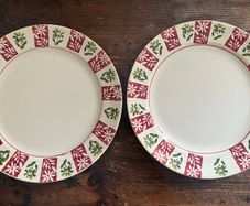 Antique Arklow pottery 1930s early green stamp spongeware plates