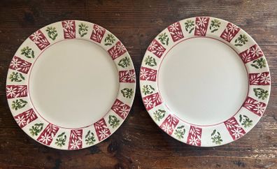 Antique Arklow pottery 1930s early green stamp spongeware plates