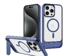For Apple iPhone 15 Pro Max Aokus Magsafe Smudge Proof Stand Case Blue