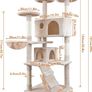 NEW SALE Cat Tree, 151cm Cat Scratching Post Stable Cat Tower for Large Cat, Activity Centre Cat Climbing Tree with 2 Cat House, Hammock, 4 Sisal Posts, Ladder, and Rest Place for Indoor Cat Image 5