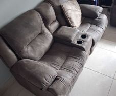 Charcoal leather & fabric suite 3, 2, 1