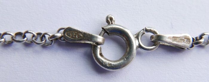 Vintage 925 Sterling Silver Necklace with Crystal-Embellished Pendant
