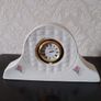 Irish Parian Donegal China "Rose" Mantle Clock and Candle Holder Image 3