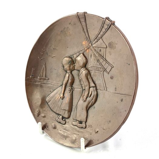 Antique Dutch Bronzed Copper Trinket Dish