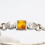 Vintage Silver, Natural Baltic Amber & CZ Bangle Image 4