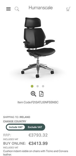 Humanscale Freedom Designer Ergonomic Chair