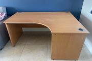 Radial Office Desk Panelled Right Hand W1600xD1200xH725mm Beech
