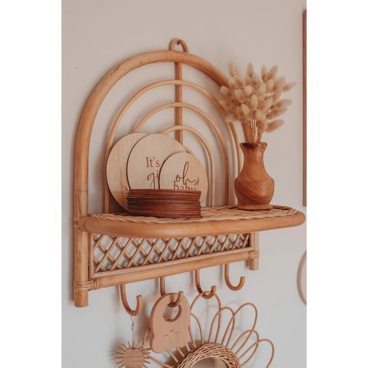 Handcrafted Rattan Rainbow Shelf