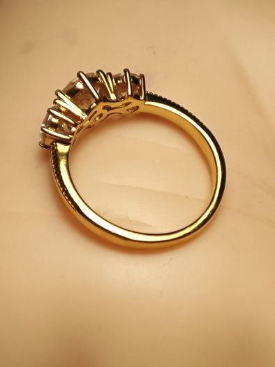 Bargain 18kt Vermeil Hard Gold Plated Sterling Silver Moissanite Trinity Ring