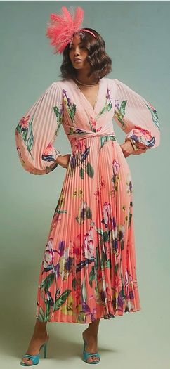 Edwina ibbotson maxi pleated floral dress