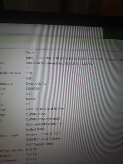 DYNABOOK laptop i3 gen10