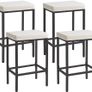 66 cm Bar Stools Set of 4, White Breakfast Barstools, Kitchen Bar Stool Chairs with Metal Leg for Kitchen Image 2