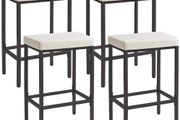 66 cm Bar Stools Set of 4, White Breakfast Barstools, Kitchen Bar Stool Chairs with Metal Leg for Kitchen