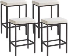 66 cm Bar Stools Set of 4, White Breakfast Barstools, Kitchen Bar Stool Chairs with Metal Leg for Kitchen