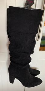 Miss selfridge black suede ruched slouchy boots size 4