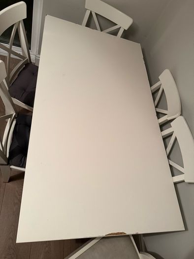 INGATORP Extendable table, white and 6 chairs