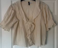 H&M pintucked blouse cream size S