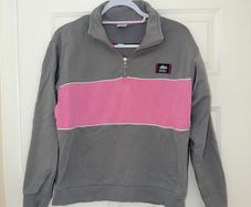 Diesel Women's Quarter Zip Sweatshirt in Grey and Pink - size XS
