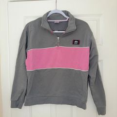 Diesel Women's Quarter Zip Sweatshirt in Grey and Pink - size XS