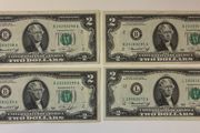 4 Two Dollar Bills - 2 in sequence