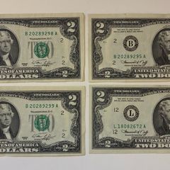 4 Two Dollar Bills - 2 in sequence