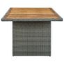 Garden Table Light Grey Poly Rattan and Solid Acacia Wood Image 2