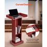 Podium Stand, 1040 mm Wooden Lectern, Laptop Desk with Wide Reading Surface and Storage Shelf, Edge Stopper, Elegant Design, Flool-Standing Image 4