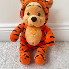 Winnie the Pooh In Tigger Costume Disney Plush approx. 9in Sitting Used Please see photos
