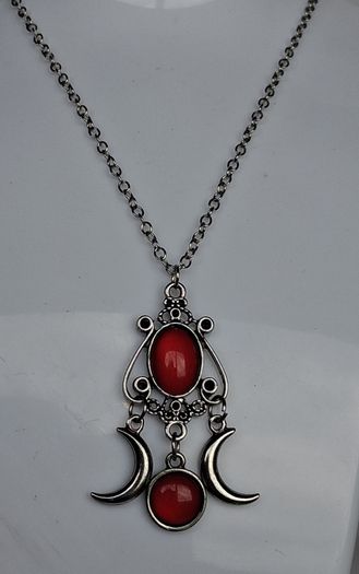 Gothic Triple Moon Goddess Pendant Necklace