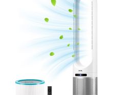 Velocity Floor Fan that Blows Cold Air, 80 Oscillating 8-Speed Fans, 8H Timer, Standing Fans with H13 HEPA Filtration, Remote Control & Air Purification Mode