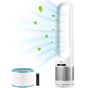 Velocity Floor Fan that Blows Cold Air, 80 Oscillating 8-Speed Fans, 8H Timer, Standing Fans with H13 HEPA Filtration, Remote Control & Air Purification Mode