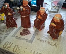 4 Old Large Hummel style Drinking and Gambling Monks with a H stamped inside, Postage Available