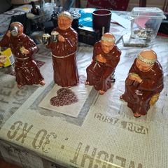4 Old Large Hummel style Drinking and Gambling Monks with a H stamped inside, Postage Available