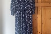Emily &amp; Me V neck purple navy midi dress UK 16