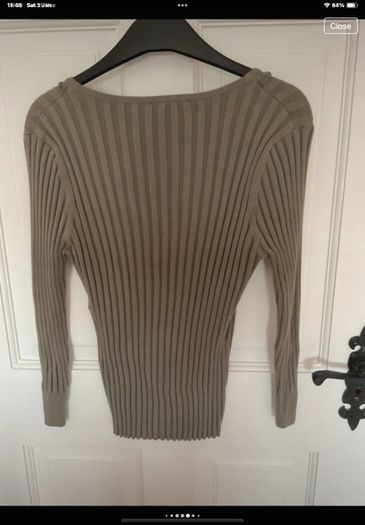 cardigan khaki principle ribbed cardigan with frill detail sizev12
