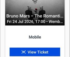 2 Bruno Mars tickets for London 24/07/2026