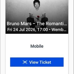 2 Bruno Mars tickets for London 24/07/2026