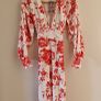 Floral red & white midi dress Image 2