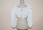 Tie Front Puff Sleeve Cop Top