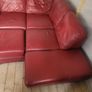 Red Leather Corner Couch Image 2