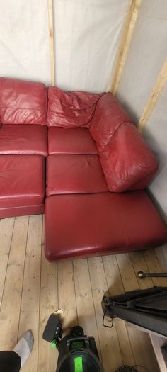 Red Leather Corner Couch