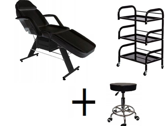 Beauty Bed With Drawers trolley shelf and stool