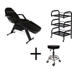 Beauty Bed With Drawers trolley shelf and stool