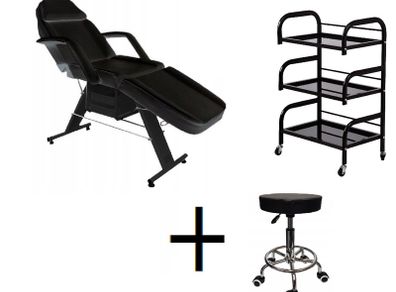 Beauty Bed With Drawers trolley shelf and stool