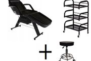 Beauty Bed With Drawers trolley shelf and stool