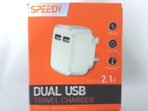 2.1A AMP Fast Dual Twin 2 Port USB Charger UK Mains Wall Plug Adapter Dual USB